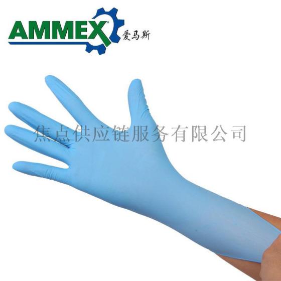 爱马斯(AMMEX) 一次性无粉麻面丁腈手套实验室手套标准型 APFNC 100只/盒 蓝色 S/M/L