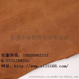 羊反绒棕色鞋革苏里皮革供应2